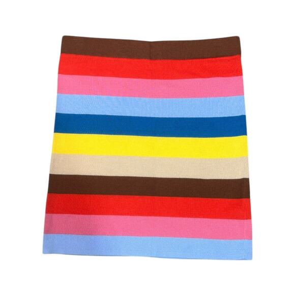 Anthropologie Kule Misty Rainbow Striped Mini Skirt Small S Knit Stretch Bright - Picture 3 of 8